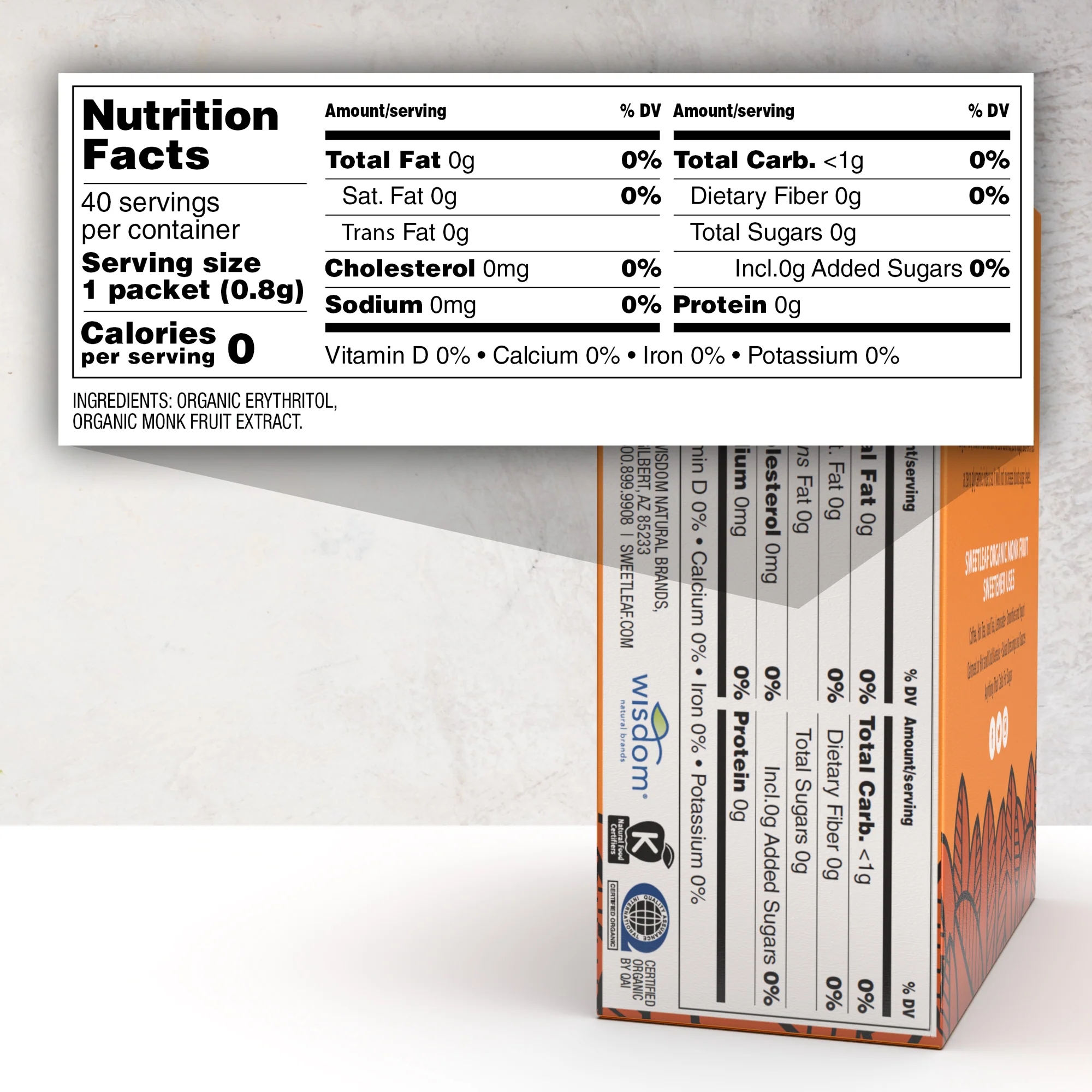 Granular Monk Fruit Sweetener, 40 packets - Image 2