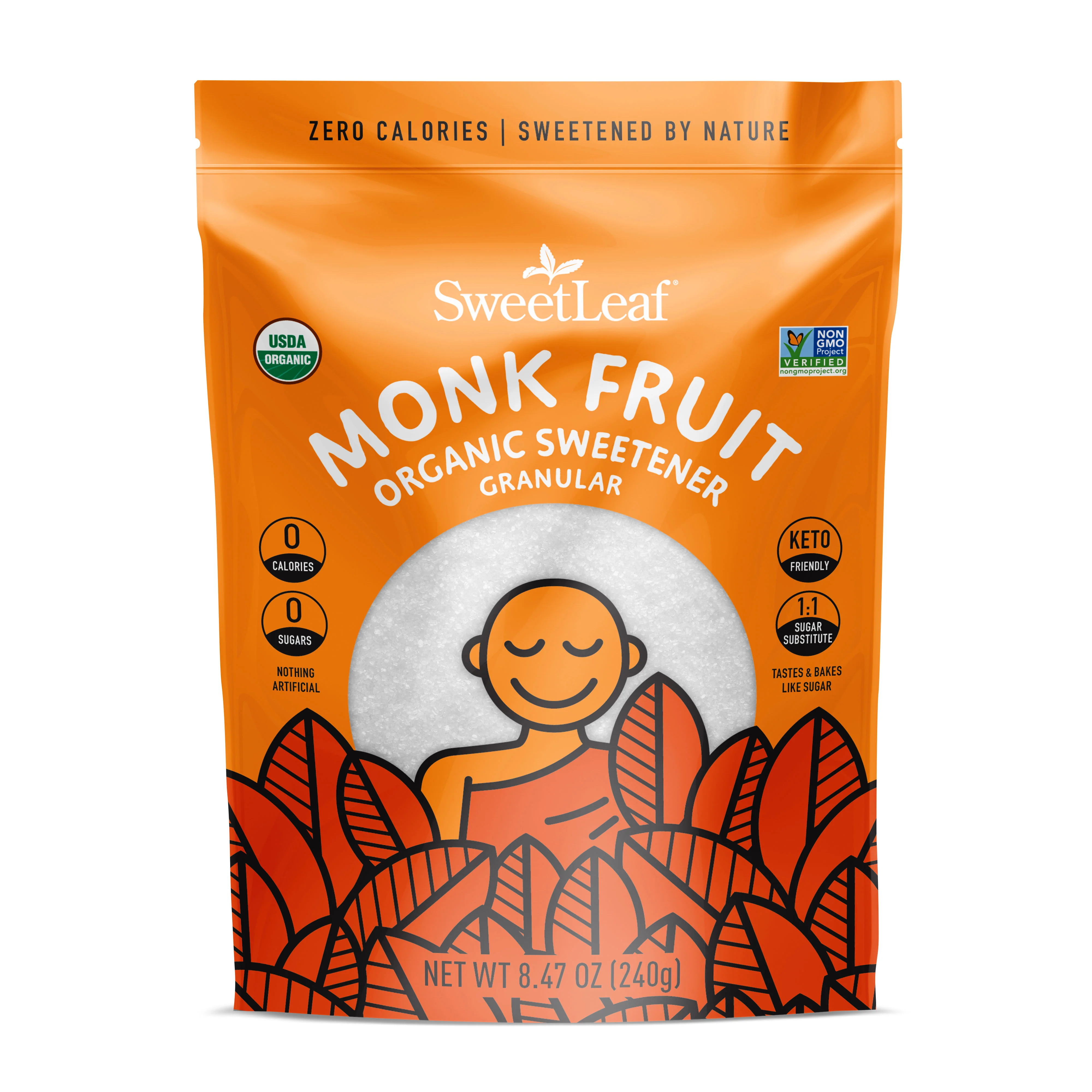 Granular Monk Fruit Sweetener Bag, 240 grams