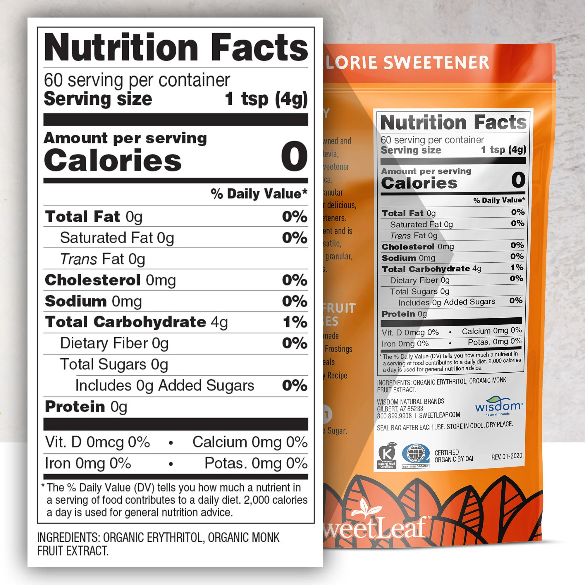 Granular Monk Fruit Sweetener Bag, 240 grams - Image 2