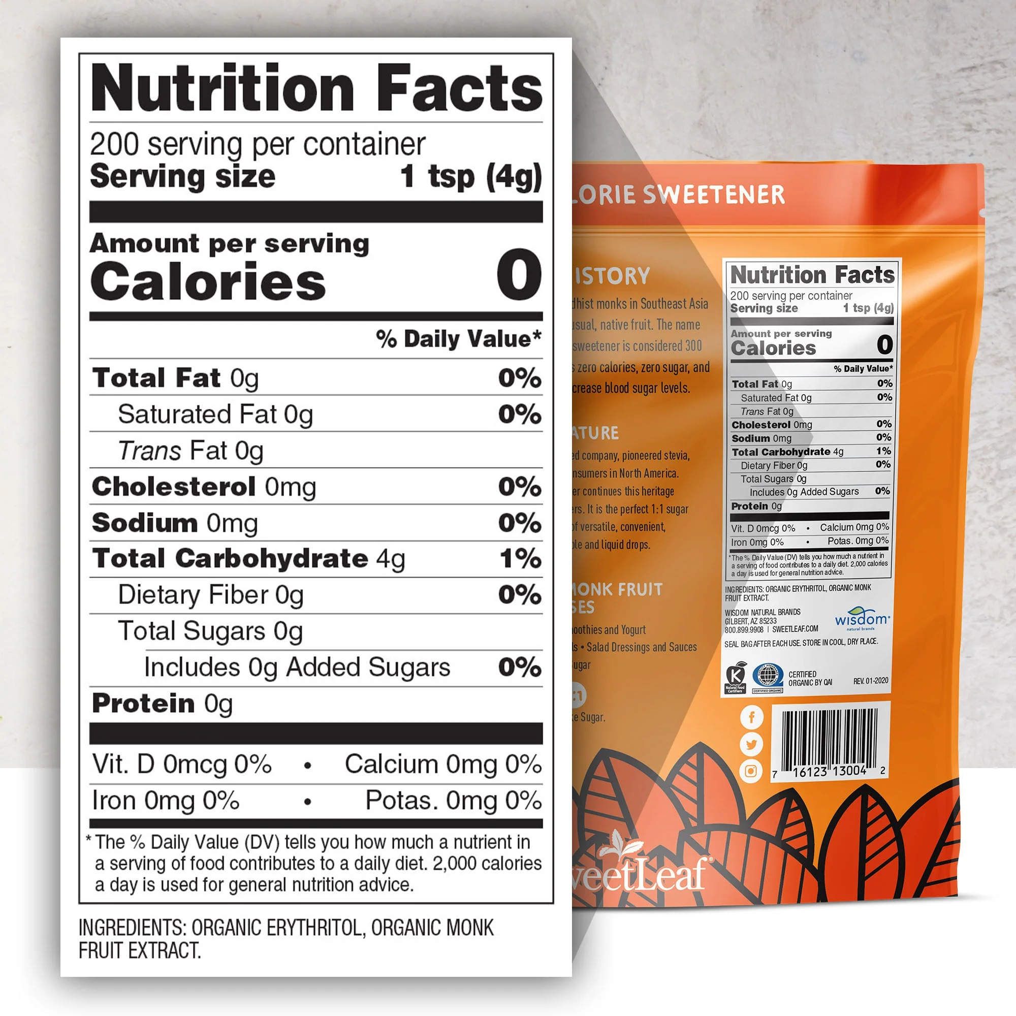 Granular Monk Fruit Sweetener Bag, 800 grams - Image 2