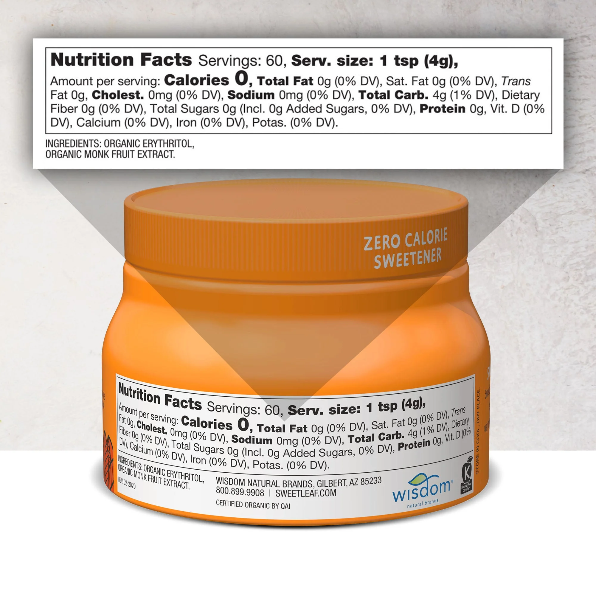 Granular Monk Fruit Sweetener Canister, 240 grams - Image 2