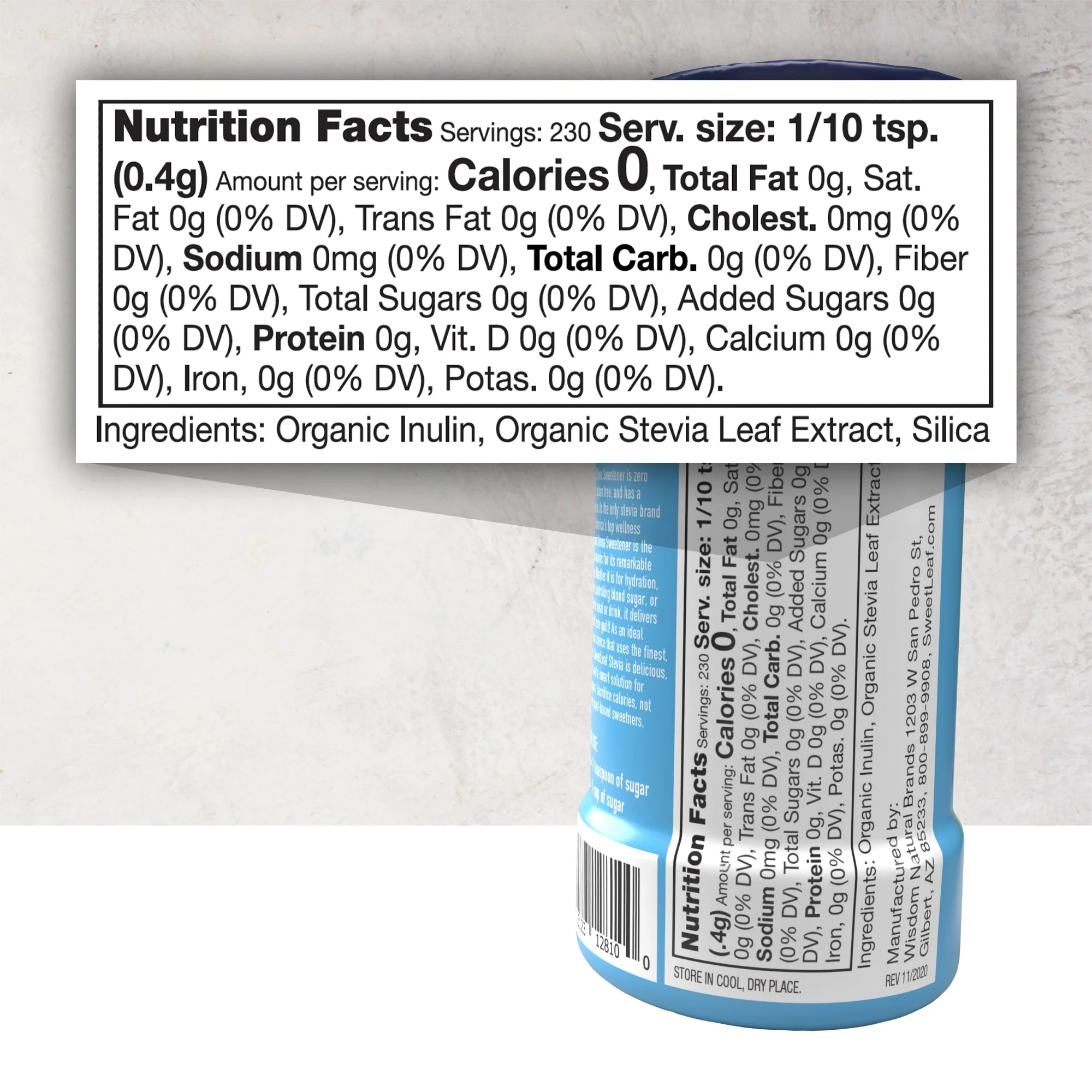 Organic Stevia Shaker Jar, 230 servings - Image 2