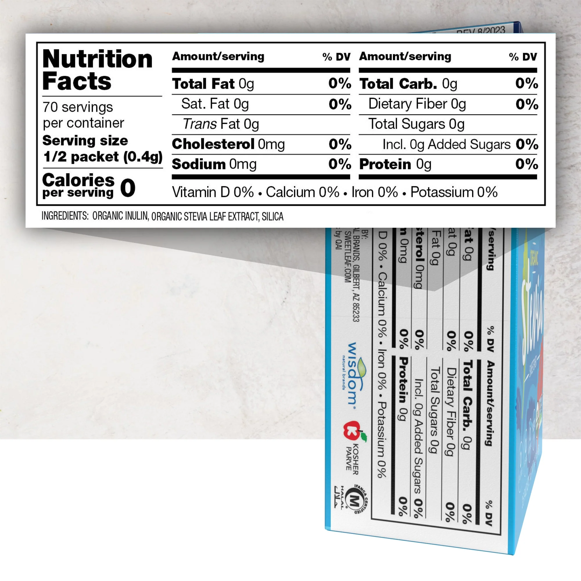 Organic Stevia Sweetener, 35 packets - Image 2