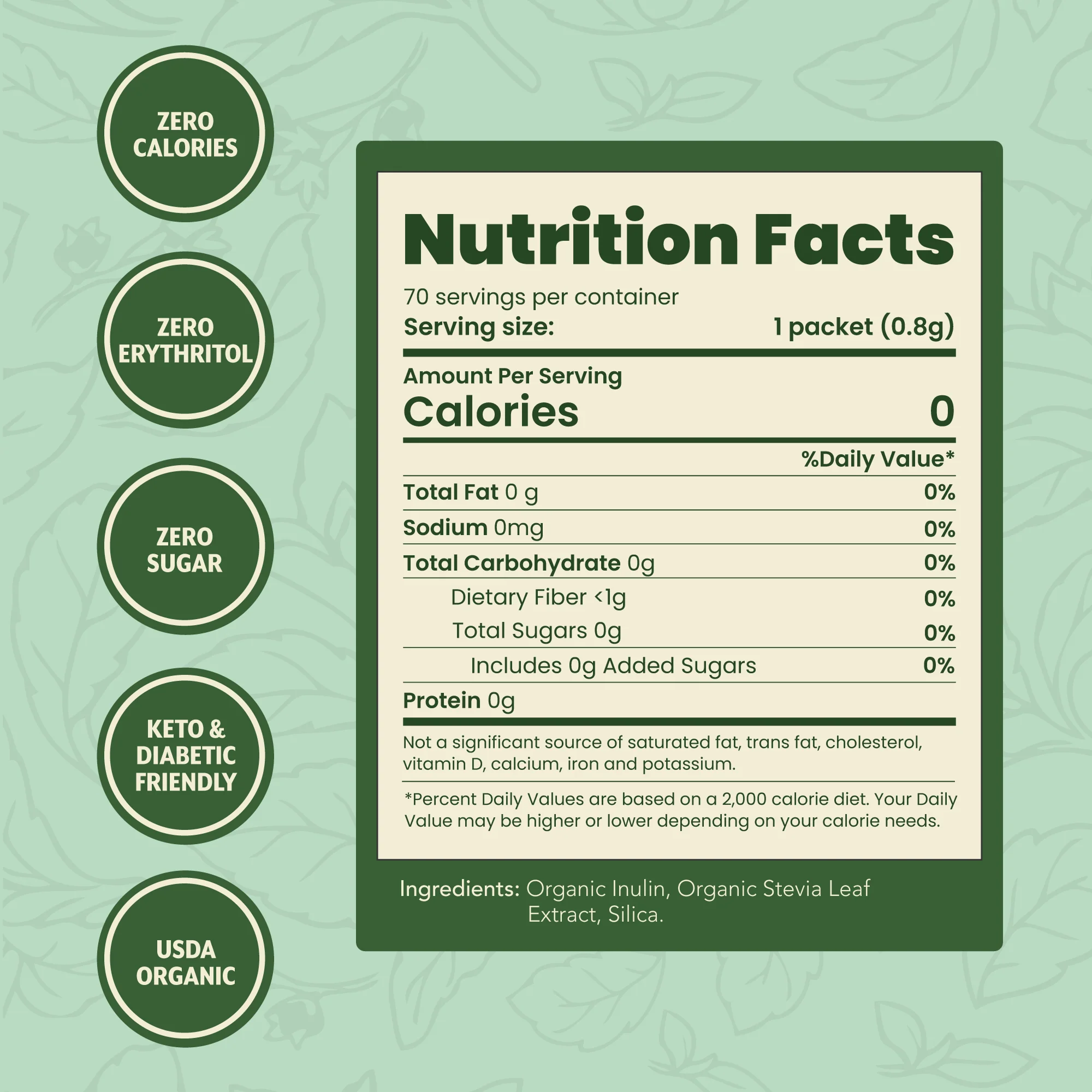 Organic Stevia Sweetener, 70 packets - Image 9