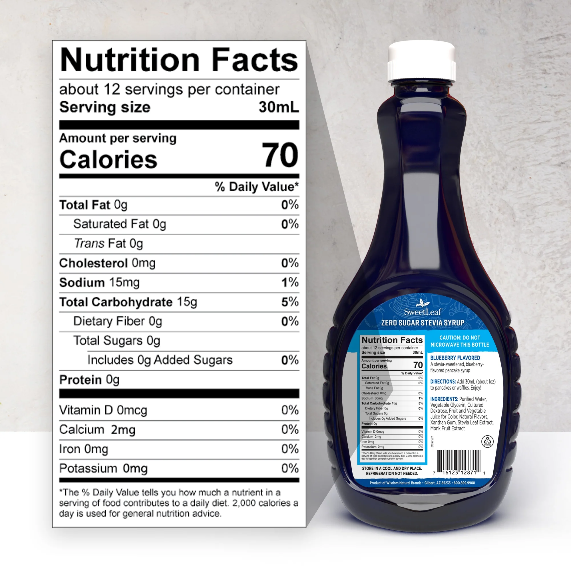 Sugar-Free Stevia Syrup, Blueberry, 12 servings - Image 2